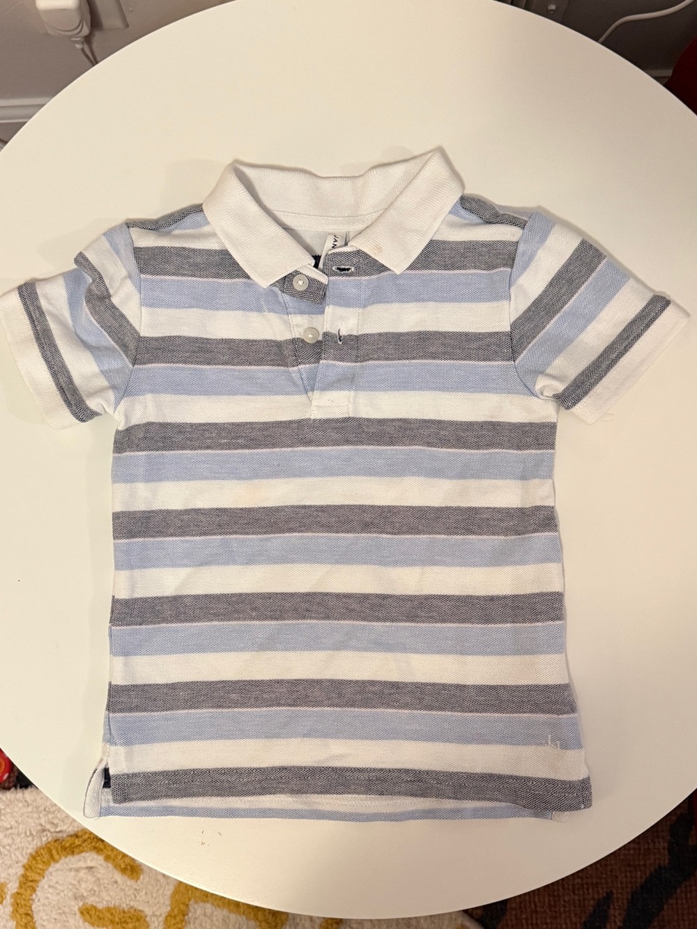 Janie and Jack White, Light Blue & Gray Striped cotton Polo 3T